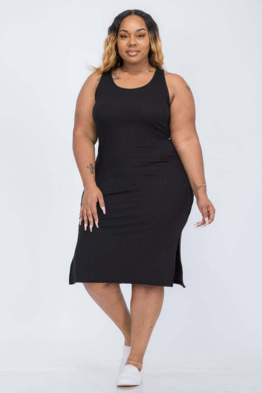 New Arrival – Plus Size Ribbed Side Slit Tank Midi Dress – New Arrival Now Live