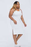 Plus Size Ribbed Side Slit Tank Midi Dress