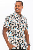 Mens Print Hawaiian Button Down Shirt