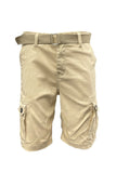 Mens Belted Cargo Shorts With Pockets