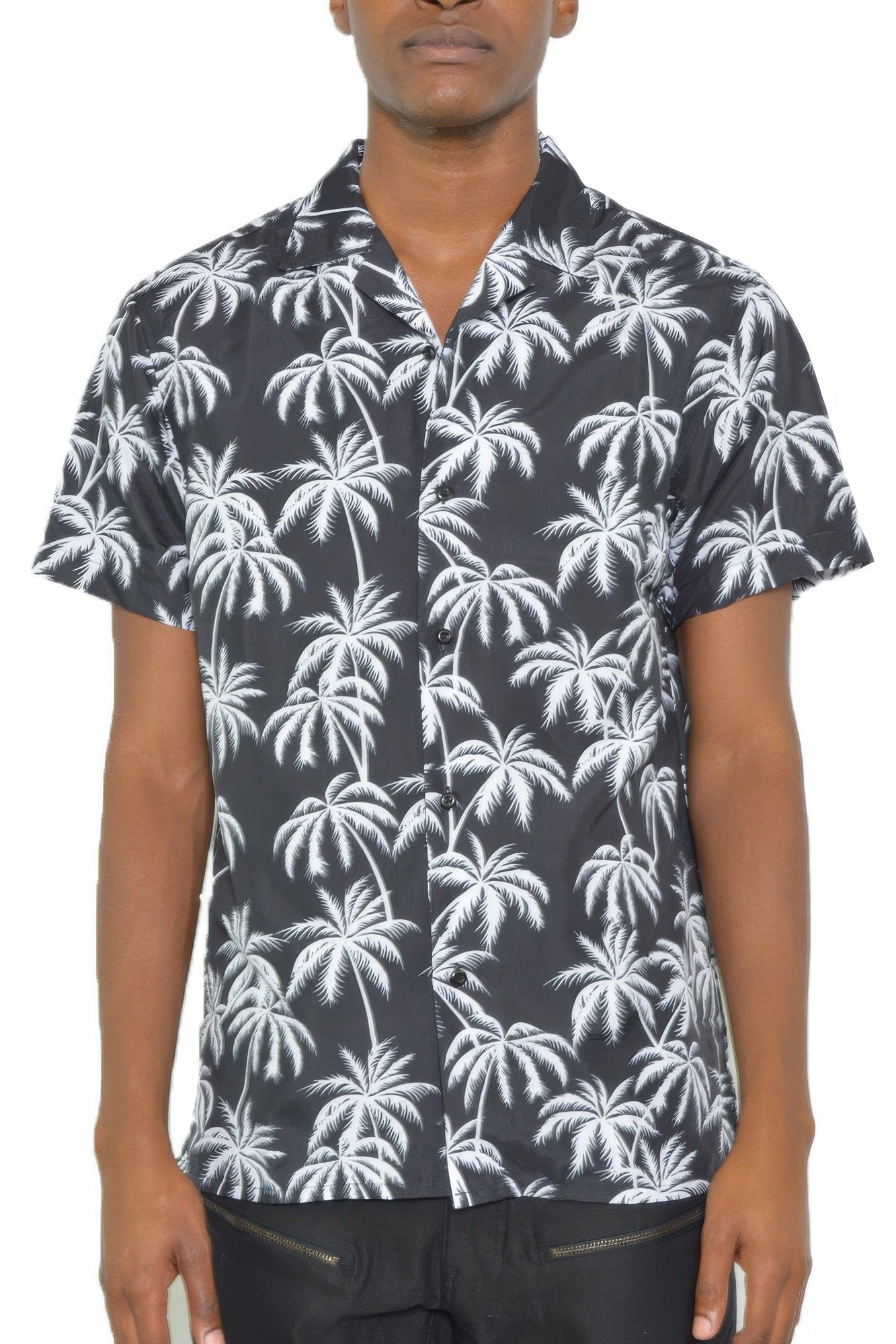New Arrival – Mens Short Sleeve Button Down Black Tropical Shirt – New Arrival Now Live