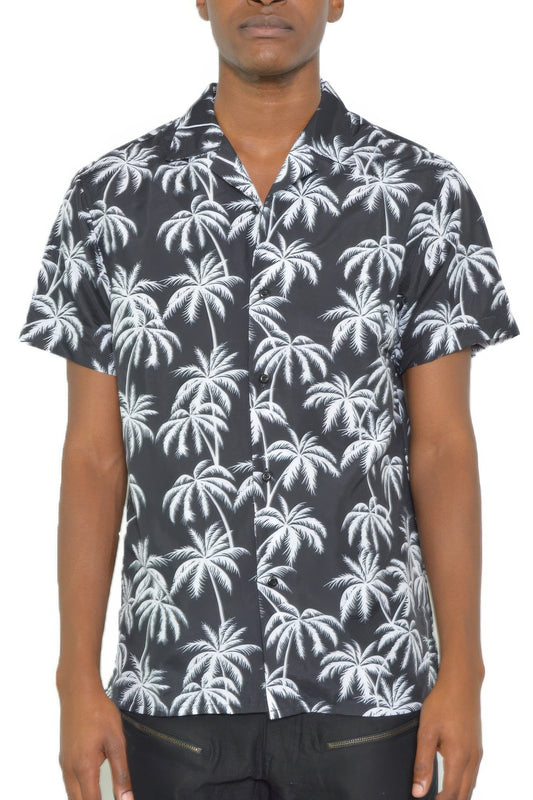 New Arrival – Mens Short Sleeve Button Down Black Tropical Shirt – New Arrival Now Live