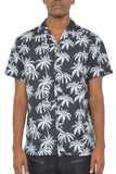 Mens Short Sleeve Button Down Black Tropical Shirt