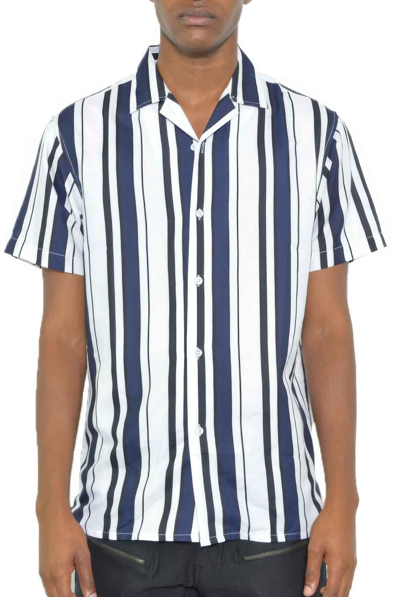 New Arrival – Mens Short Sleeve Striped Button Down Shirt Print – New Arrival Now Live