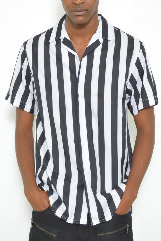 New Arrival – Mens Short Sleeve Striped Button Down Print Shirt – New Arrival Now Live