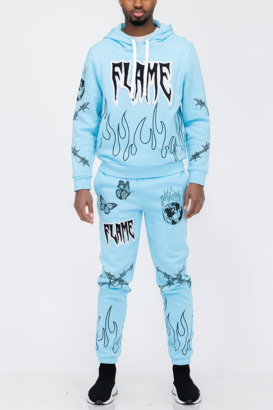 New Arrival – Flame Fire Chenille Hoodie Sweat Set – New Arrival Now Live