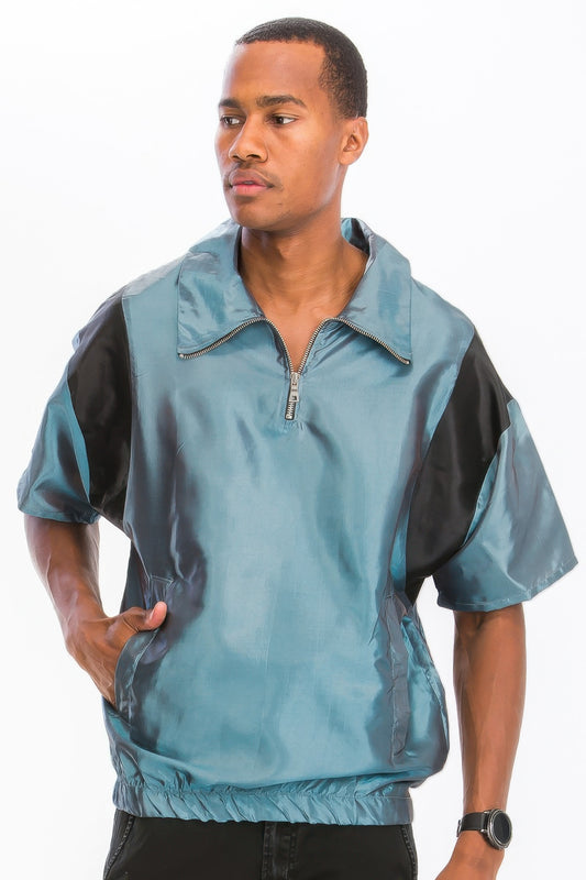 New Arrival – Iridescent Peacock Fabric Short Sleeve Pullover – New Arrival Now Live