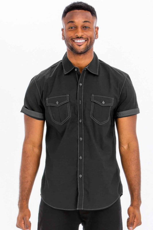 New Arrival – Outline Stitch Short Sleeve Shirt – New Arrival Now Live