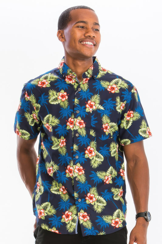 New Arrival – Mens Print Hawaiian Button Down Shirt – New Arrival Now Live