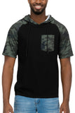 Mens Short Sleeve Camo Hooded Tshirt