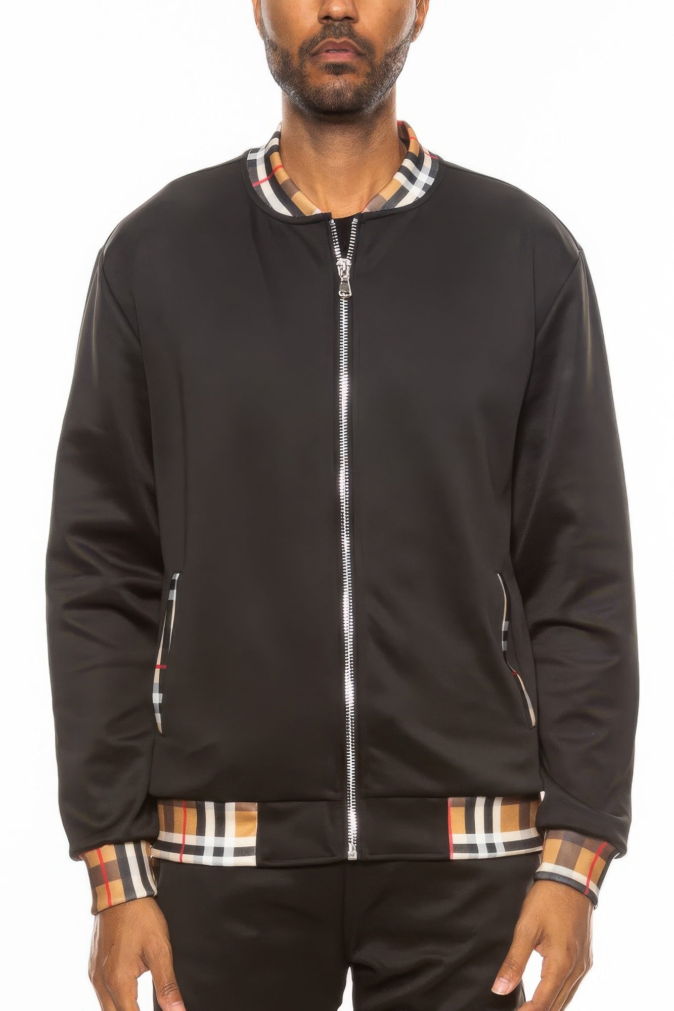 New Arrival – Checkered Plaid Zip Light Track Jacket – New Arrival Now Live