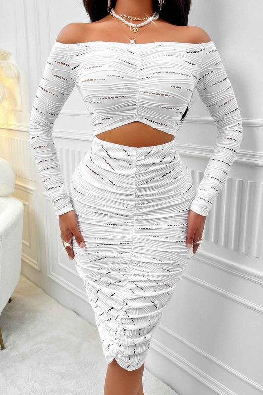 New Arrival – Solid Straight Shoulder Cutout Midi Dress – New Arrival Now Live