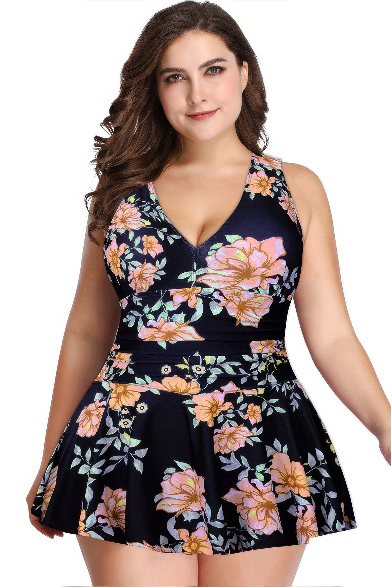New Arrival – Plus Size Solid Ruffle V Neck Fit Swimsuits – New Arrival Now Live