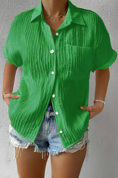 Button Down Lapel Pockets Loose Solid Shirt – New Arrival Now Live