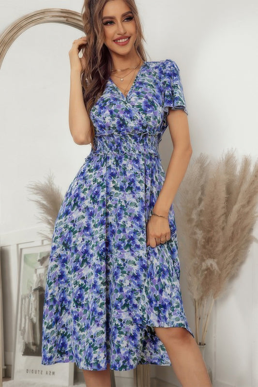 New Arrival – Bohemian Floral V Neck High Waist Midi Dress – New Arrival Now Live
