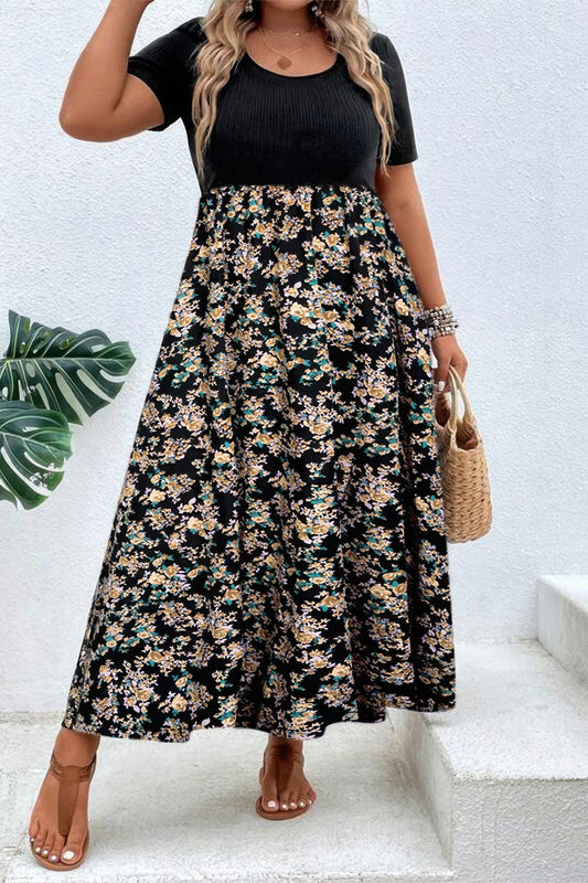 New Arrival – Plus Size Plus Floral Print Elastic Fit High Waist Dress – Stylish & Comfortable – New Arrival Now Live