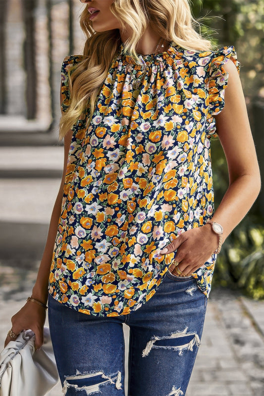 New Arrival – Boho Floral Sleeveless Loose Fit Collar Top – New Arrival Now Live