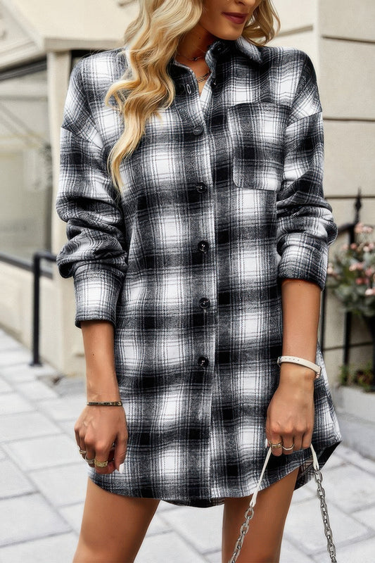 New Arrival – Plaid Single Pocket Button Down Loose Outerwear – New Arrival Now Live