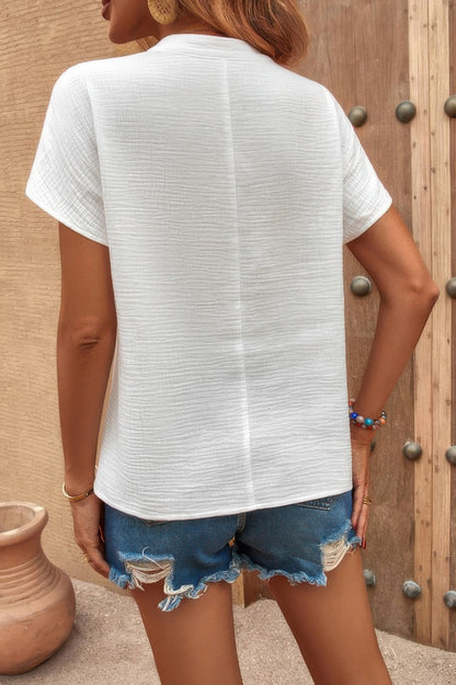 Solid V Neck Batwing Sleeve Loose Blouse – New Arrival Now Live