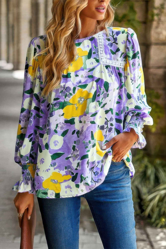 New Arrival – Floral Contrast Lace Trim Split Top – New Arrival Now Live