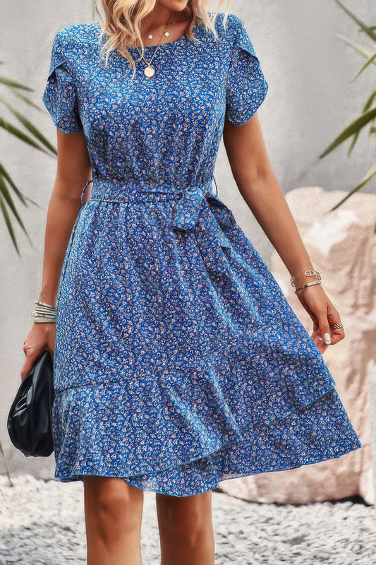 New Arrival – Floral Round Neck Slim Tiered A Line Ruffle Dress – New Arrival Now Live