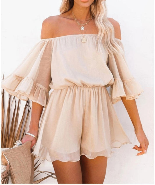 New Arrival – Off Shoulder Flounce Bell Sleeve Romper – New Arrival Now Live