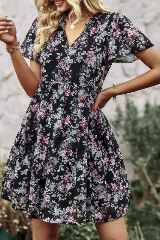 New Arrival – V Neck Bohemian Floral Print A Line Fit Dress – New Arrival Now Live