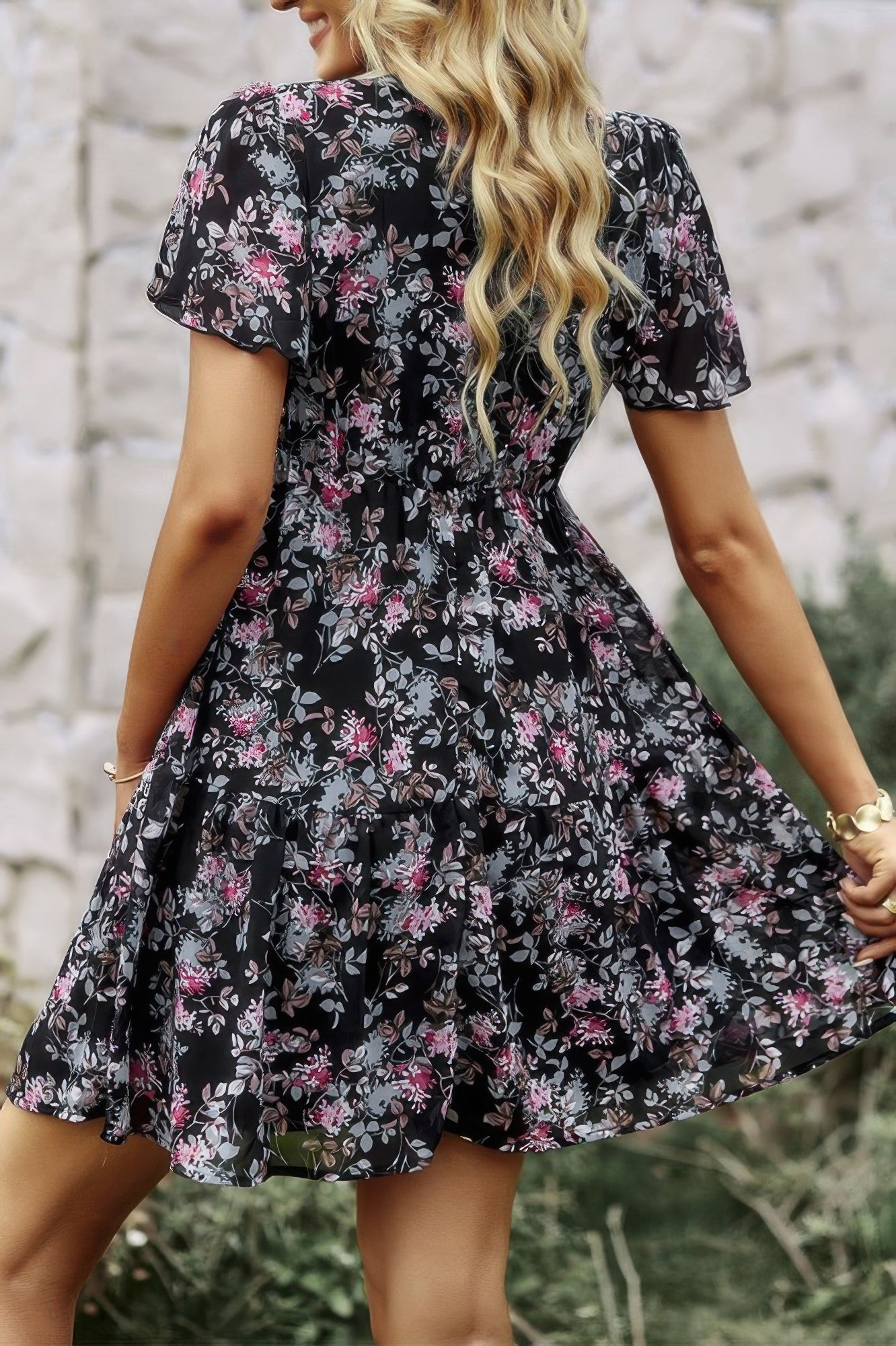 V Neck Bohemian Floral Print A Line Fit Dress – New Arrival Now Live