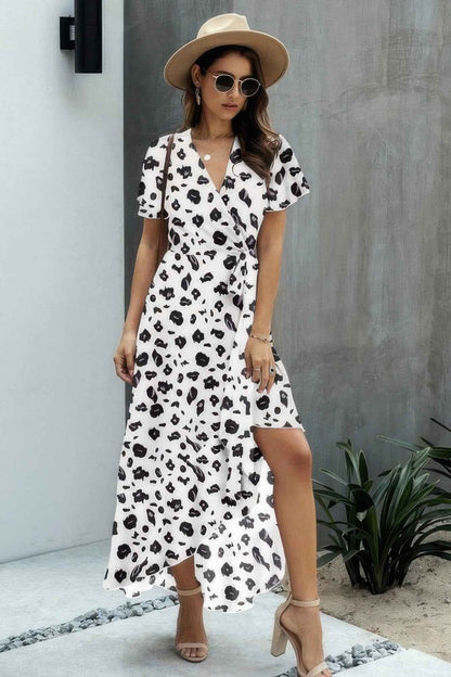 New Arrival – Plus Size Allover Print High V Neck Low Wrap Dress – Stylish & Comfortable – New Arrival Now Live