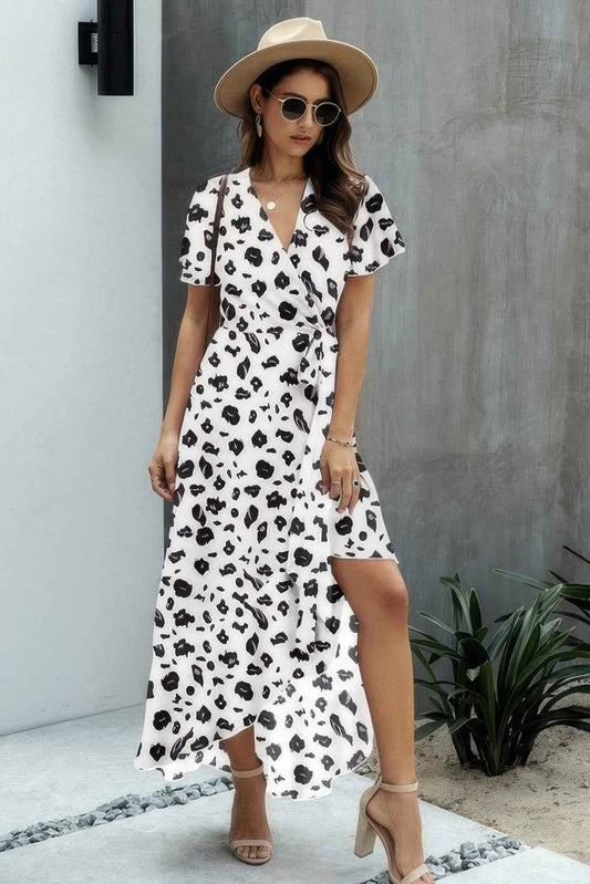 New Arrival – Plus Size Allover Print High V Neck Low Wrap Dress – Stylish & Comfortable – New Arrival Now Live