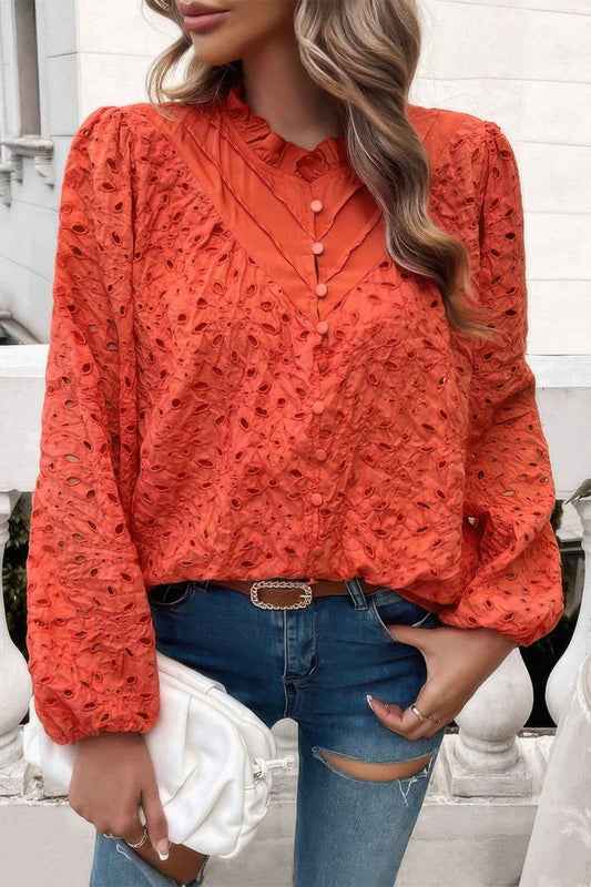 New Arrival – Embroidered Lace Button Down Hollow Out Shirt – New Arrival Now Live