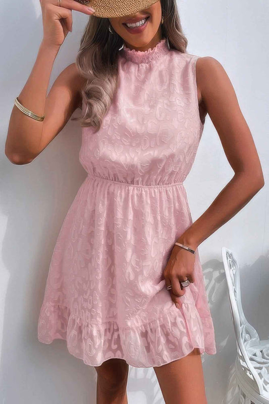 New Arrival – Sleeveless High Neck A Line Ruffle Hem Dress – New Arrival Now Live