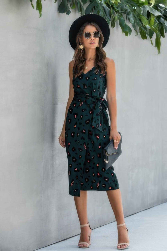 New Arrival – Sleeveless Print Split Thigh Belted Cami Dress – New Arrival Now Live