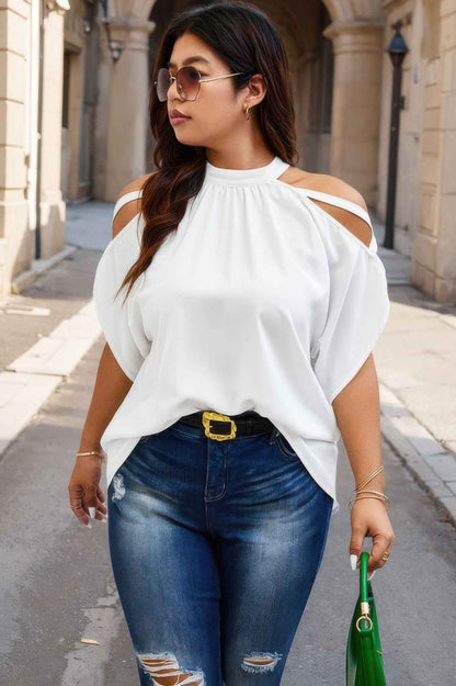 New Arrival – Plus Halter Open Shoulder Bat Sleeves Loose Top – New Arrival Now Live