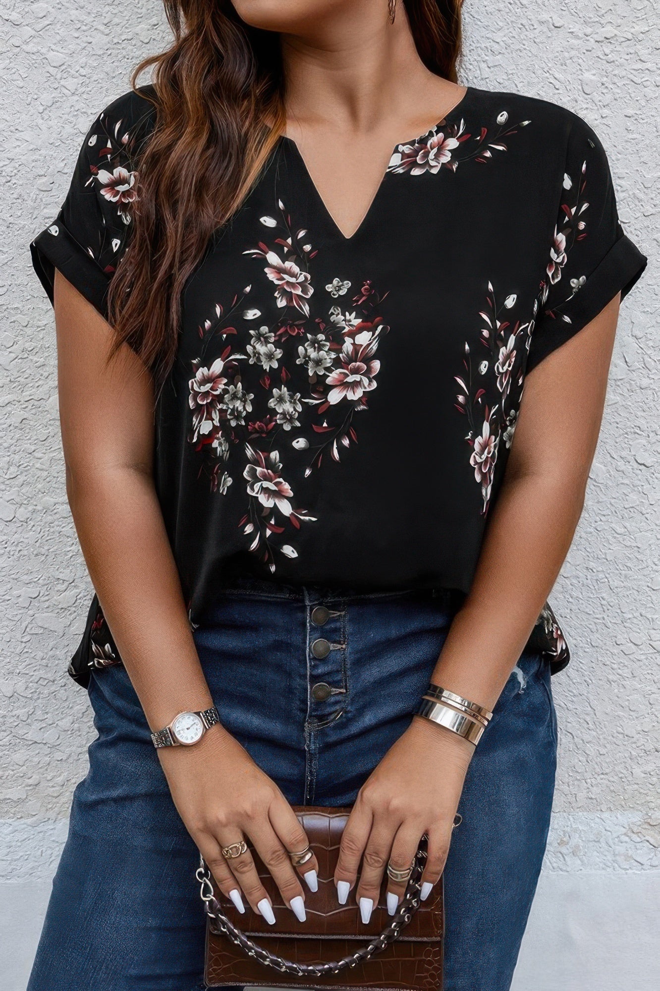 New Arrival – Plus Size Floral Print V Neck Loose Blouse – New Arrival Now Live