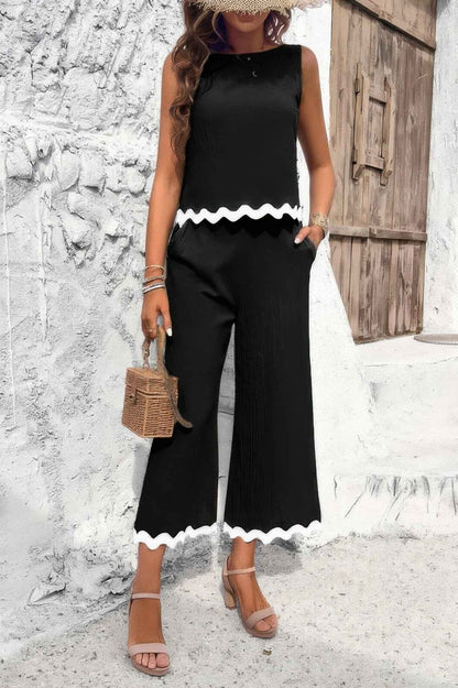 New Arrival – Two Pieces Printed Sleeveless Pockets Sets – New Arrival Now Live