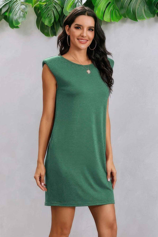 New Arrival – Round Neck Solid Sleeveless Shirt Dress – New Arrival Now Live