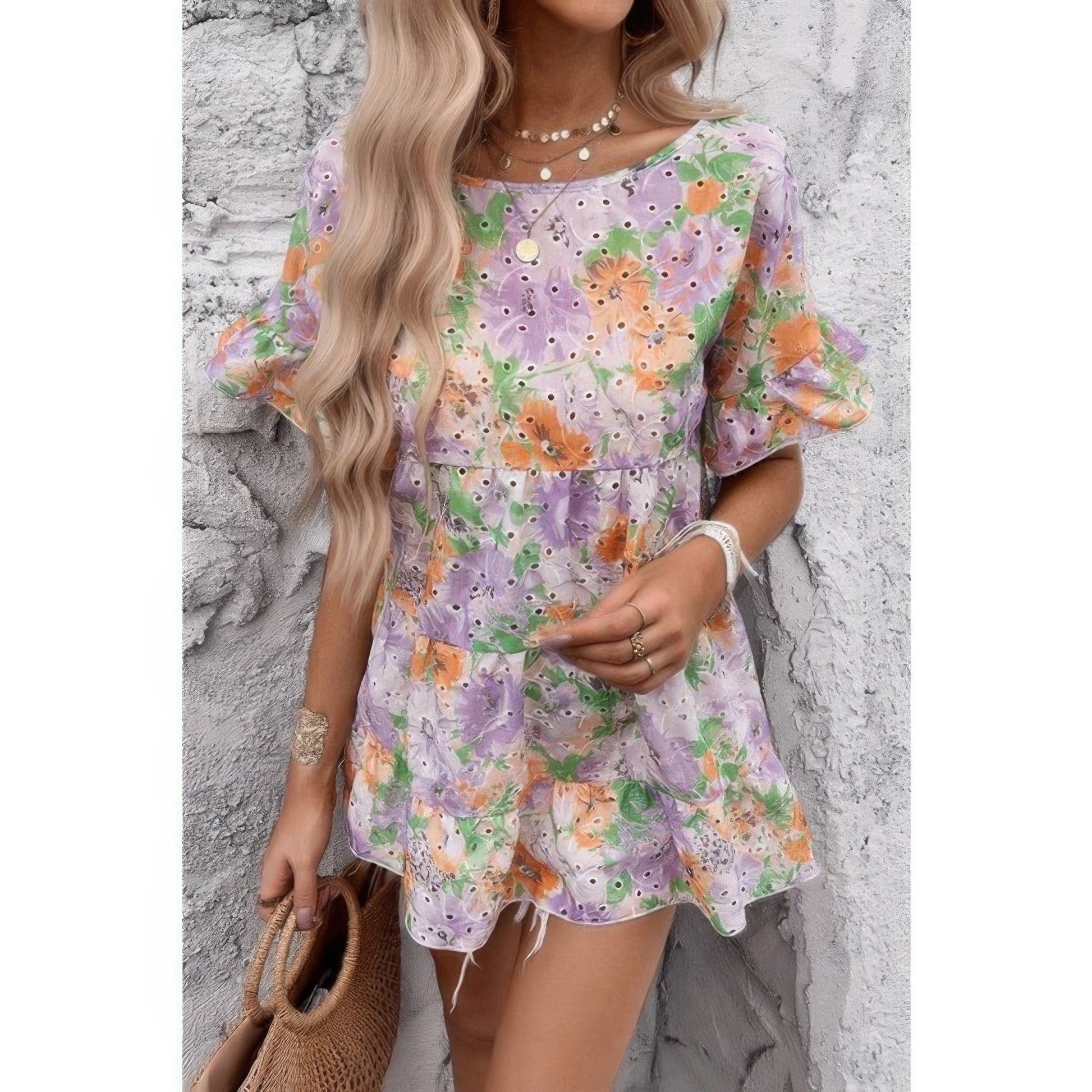New Arrival – Scoop Neck Floral Print Hollow Out Ruffle Hem Top – New Arrival Now Live