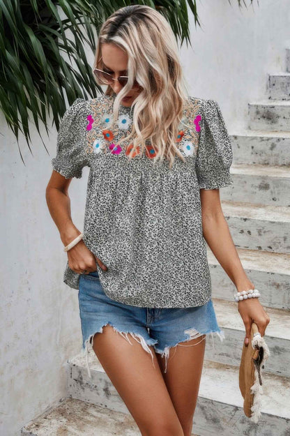 Floral Puff Sleeve Loose Fit Ruffle Blouse – New Arrival Now Live