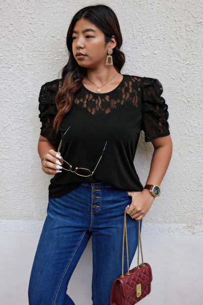 Solid Lace Ruffle Sleeve Hollow Out Elegant Shirt – New Arrival Now Live