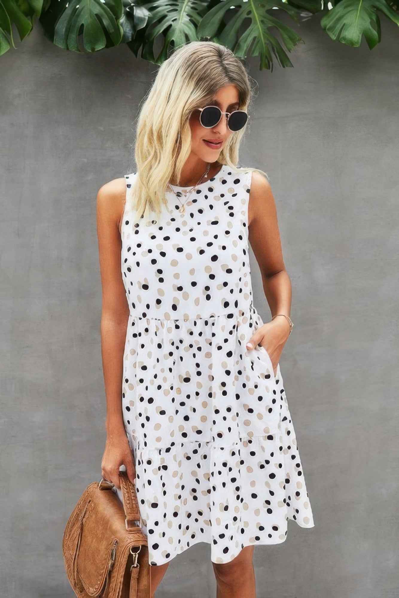 Crewneck Polka Dot A Line Loose Midi Dress – New Arrival Now Live