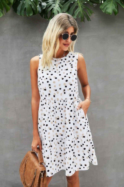 Crewneck Polka Dot A Line Loose Midi Dress – New Arrival Now Live