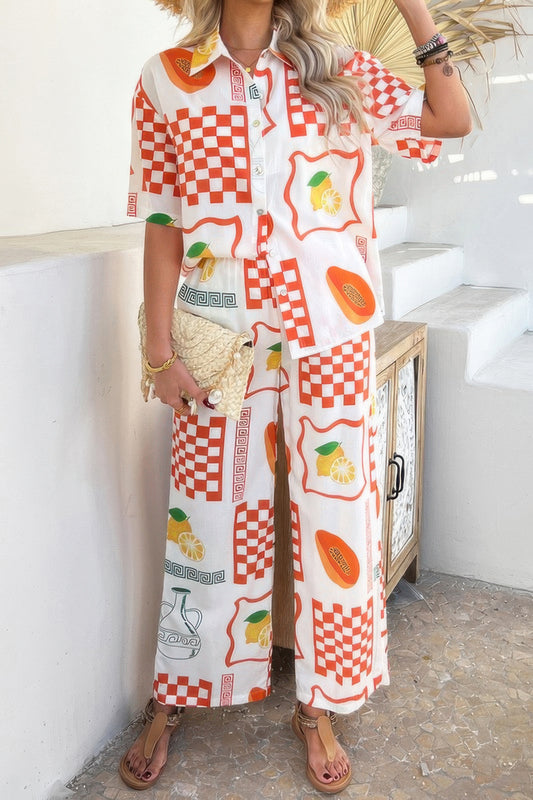 New Arrival – Two Pieces All Over Print Button Down Long Sets – New Arrival Now Live