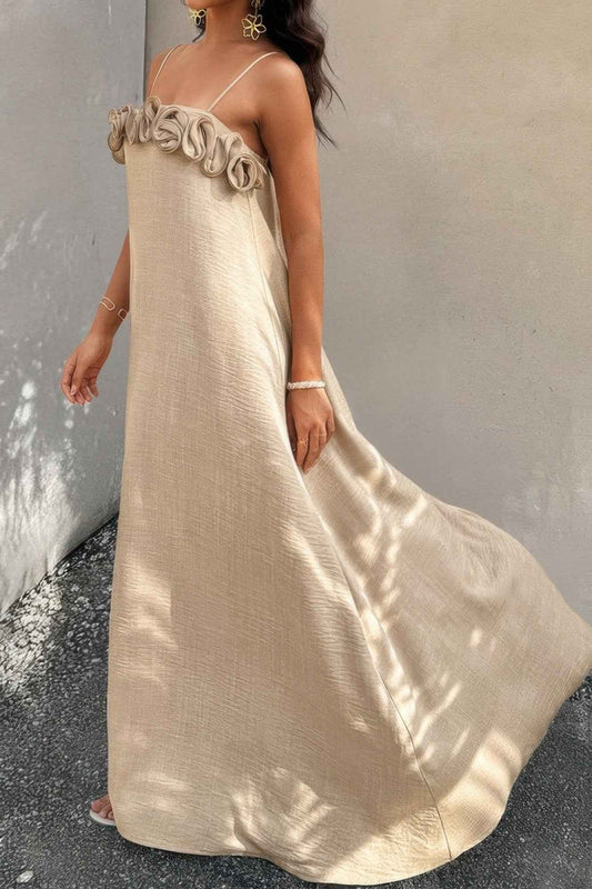 New Arrival – Flower Trim Off Shoulder Ruffled Backless Dress – New Arrival Now Live