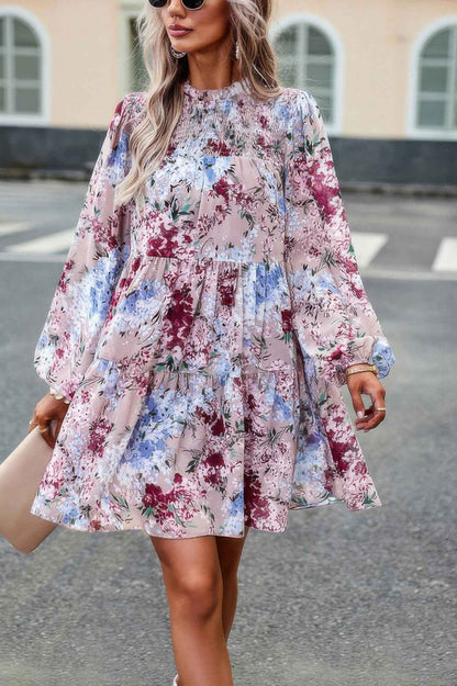 New Arrival – Floral Print Tiered Sleeve Ruffle Hem Smock Dress – New Arrival Now Live