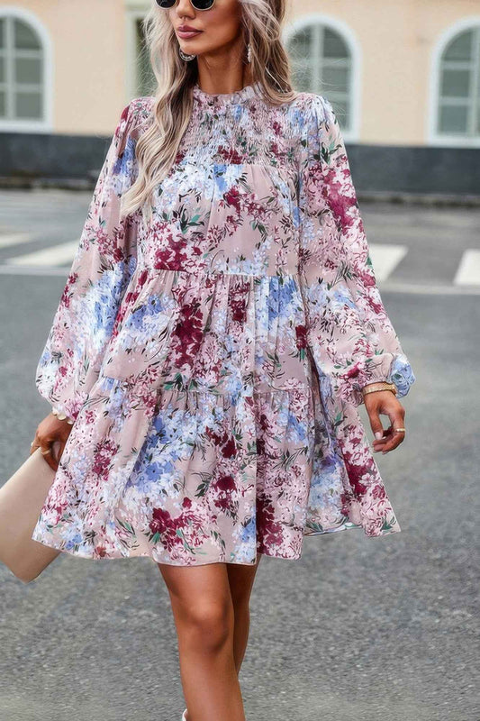 New Arrival – Floral Print Tiered Sleeve Ruffle Hem Smock Dress – New Arrival Now Live