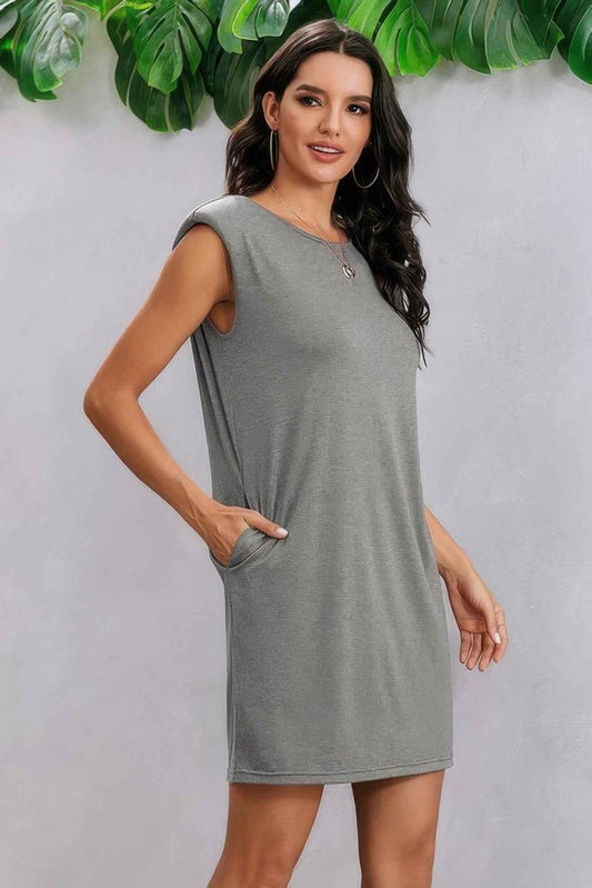 New Arrival – Round Neck Solid Sleeveless Dress – New Arrival Now Live