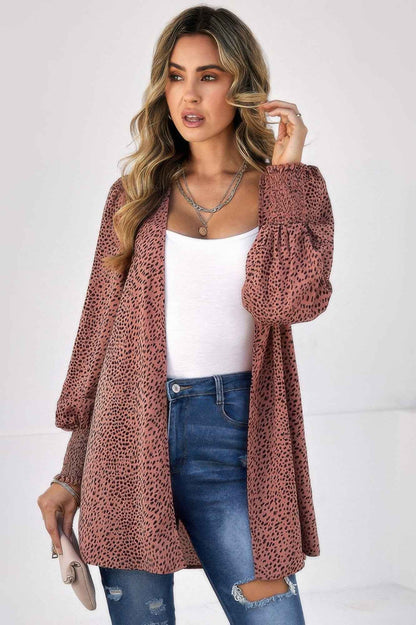 Front Open Leopard Print Loose Fit Top