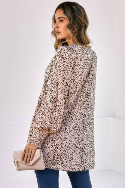 Front Open Leopard Print Loose Fit Top