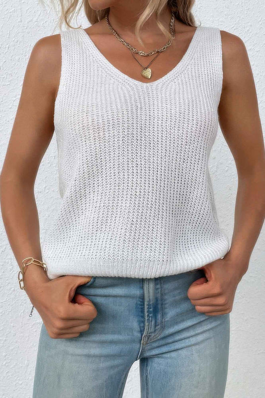 Sleeveless Knit Cross Back Vest